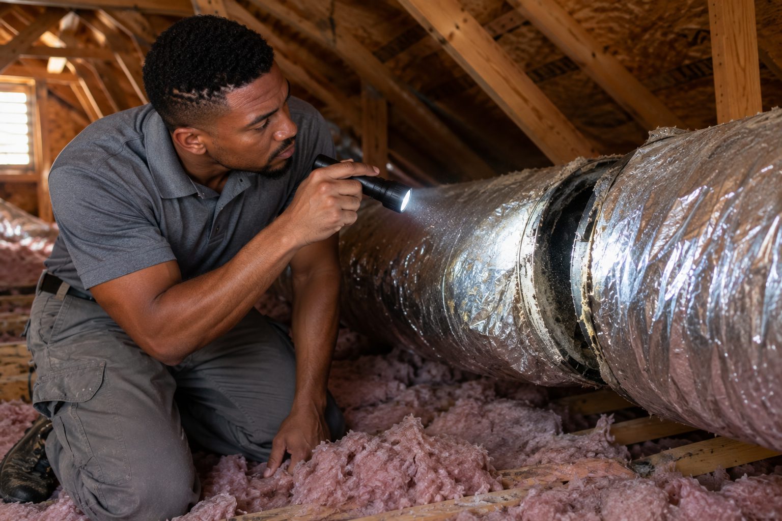 Leaky attic air duct connections in a Naples home